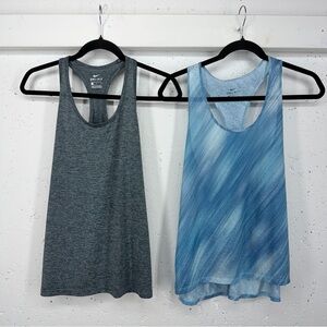 Nike lot of 2 Women’s Large Turquoise Gray Athletic Running Racerback Tank Tops